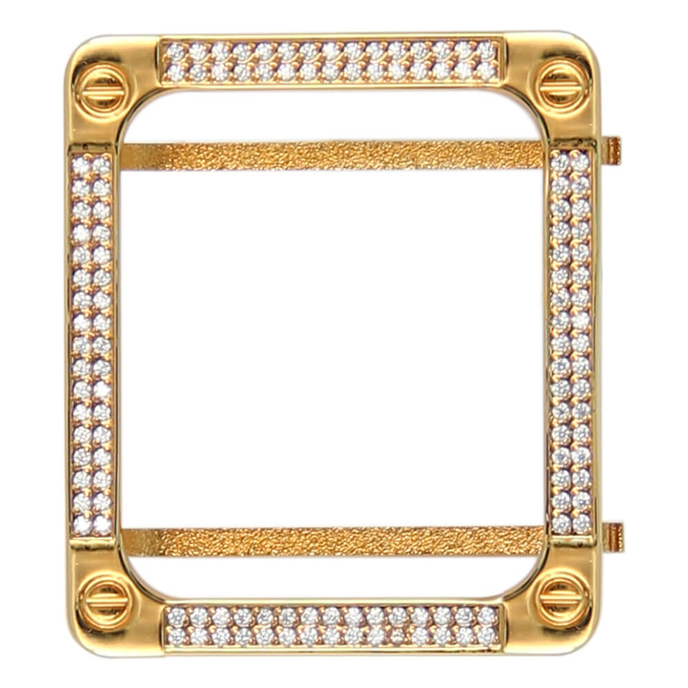 Apple watch gold diamonds square metal case with engraving